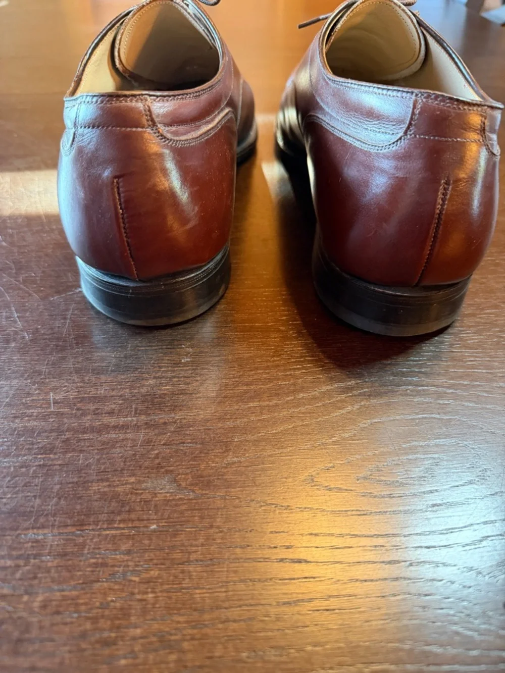 Vintage Johnston & Murphy Oxblood Plain Toe Derby Shoes 11.5 D Old Money